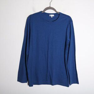 Lake Pajamas Pima Cotton Long Sleeve Night Sleep Shirt Womens Large Blue Crew